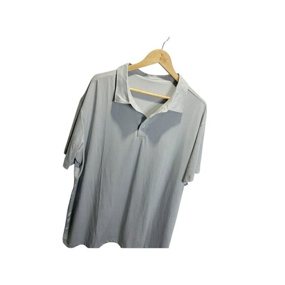 Mens Polo Shirt Performance Dri Fit Moisture Wicking XXL Light Gray - Picture 2 of 4